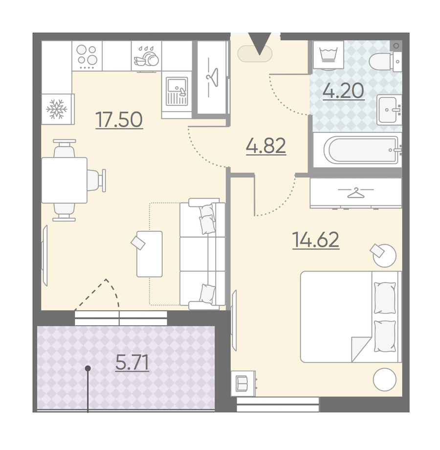 Однокомнатная квартира в : площадь 44 м2 , этаж: 3 – купить в Санкт-Петербурге